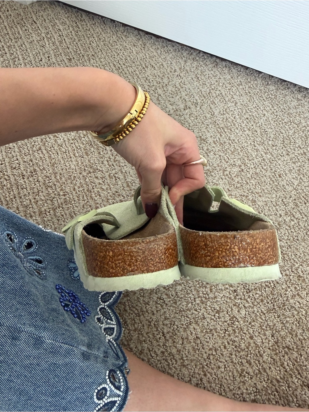 Birkenstock Bostons Suede in Green - Picture 10 of 12